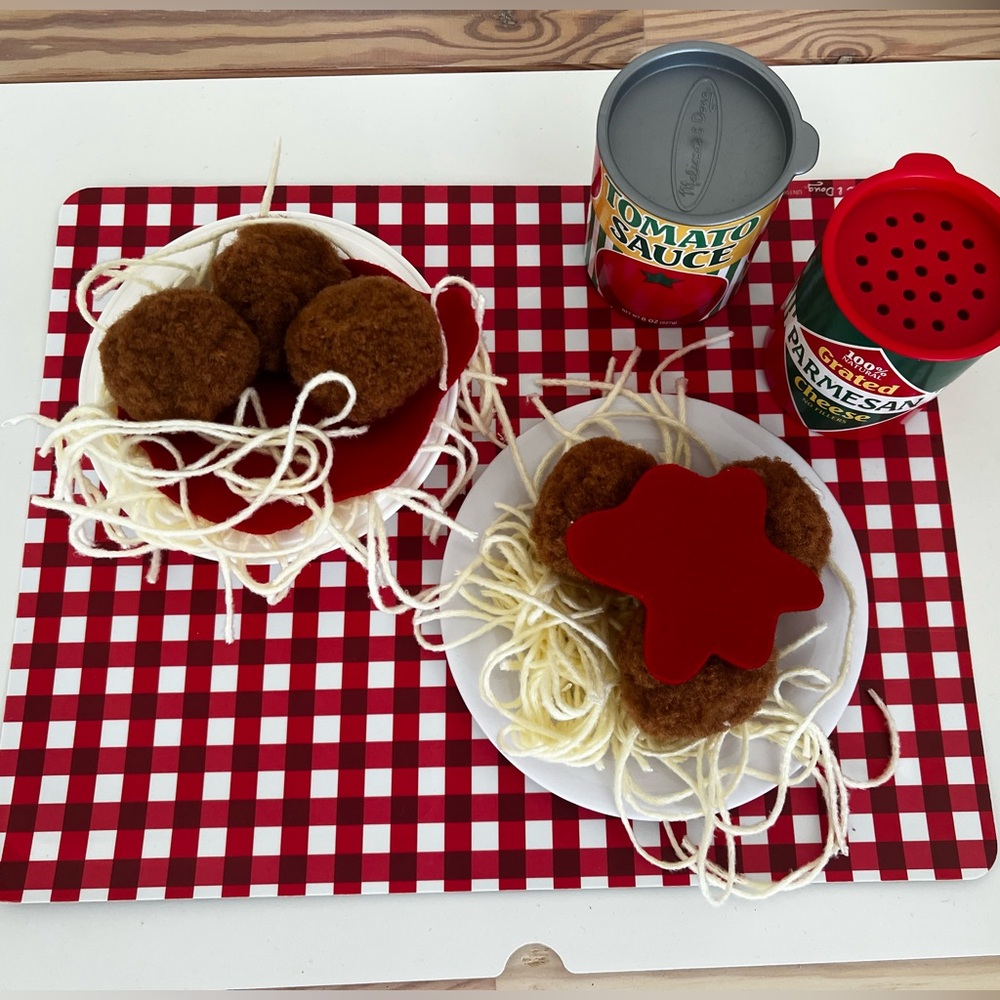 Spaghetti and Meatballs Handmade Sensory Play Sets - Picture 3 of 6